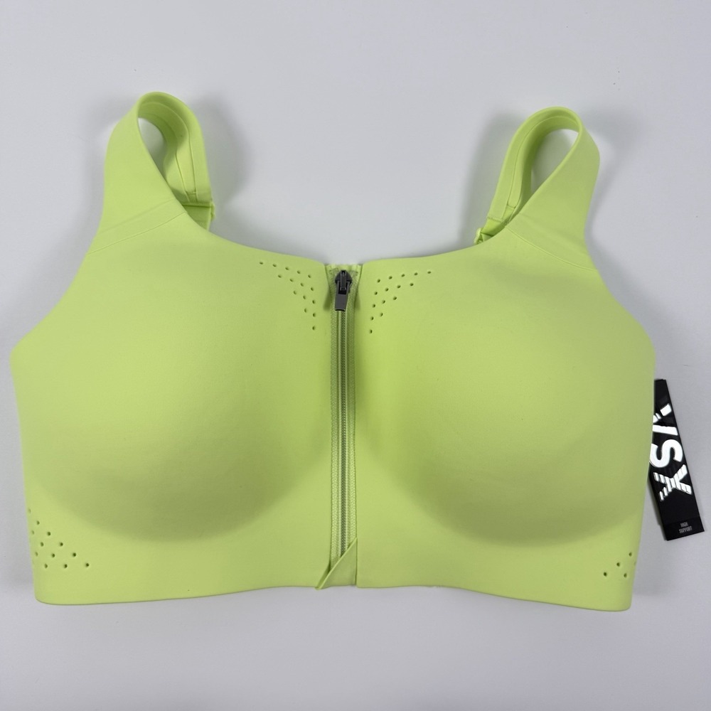 Victoria's Secret Featherweight Max Front Zip Sports Bra Neon Green 34DDD NWT